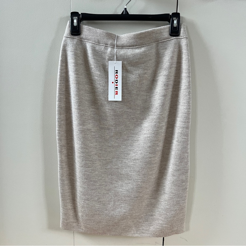 NWT Rodier Kasha Stretch Wool Knit Sweater Skirt Pencil France High Waist Med